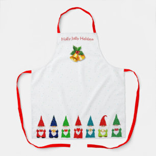 Tablier Sept Gnomes de Noël sur fond blanc