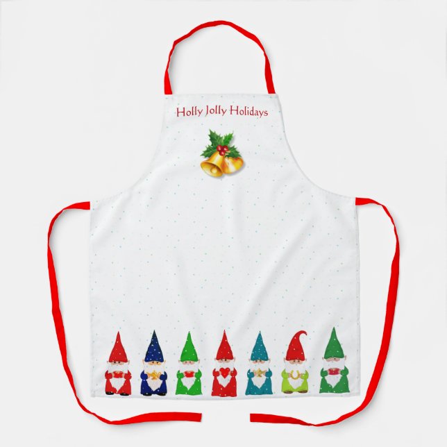 Tablier Sept nains de Noël sur fond blanc (Recto)