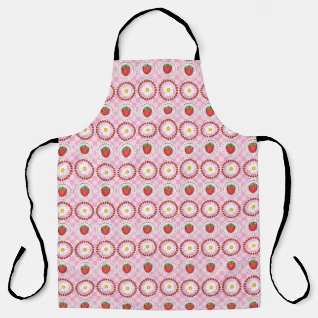 Tablier Sérénade de fraises rose (Recto)