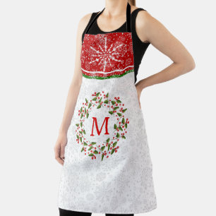 Tablier Serre de Noël & Stripe rouge & Snowflakes