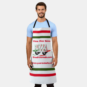 Tablier Service de pizza, vert rouge, personnalisé