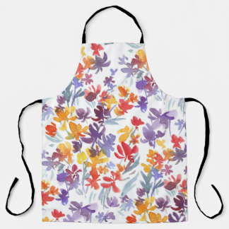 Tablier Shabby Aquarelle Fleurs d'été Motif