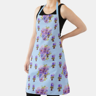 Tablier Shabby Chic Cottage Coeur Pansy floral Apron