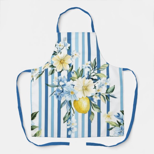 Tablier Shabby Chic Série Florale Citron Design #1 (Recto)