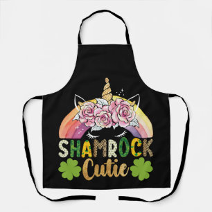 Tablier Shamrock Cutie Unicorn Rainbow Jour de la Saint Pa