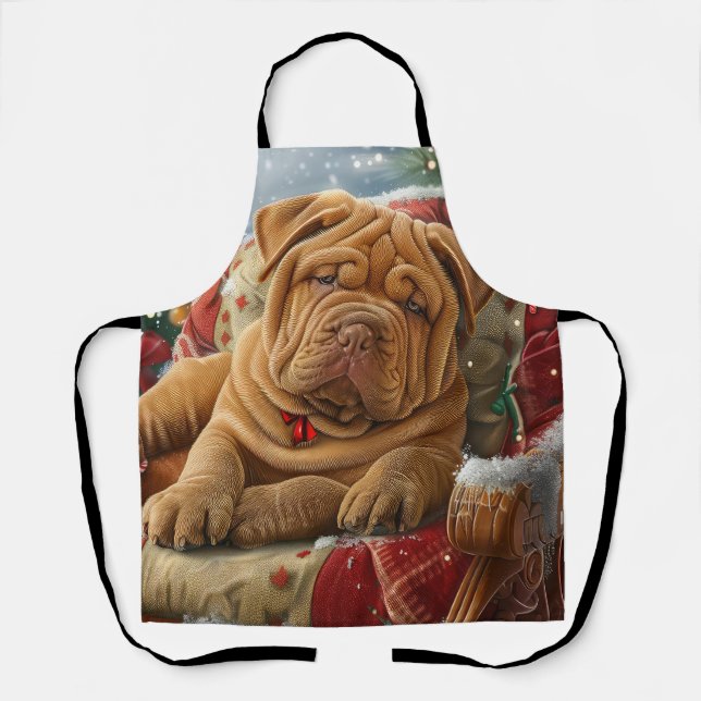 Tablier Shar Pei Chien Festif de Noël