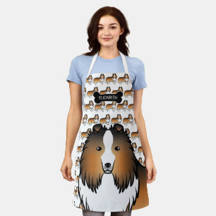 Tablier Sheltie de dessin animé sable avec os de chien et 