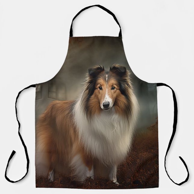 Tablier Shetland Sheepdog Halloween effrayant (Recto)
