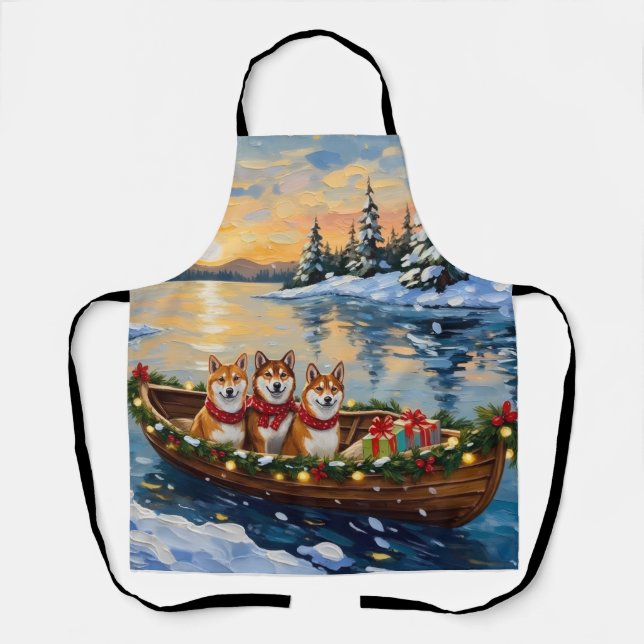 Tablier Shiba Inu Christmas Boat Holiday (Recto)