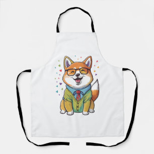 Tablier Shiba Inu hipster kawaii coloré 1