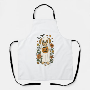 Tablier Shih Tzu Halloween avec fleurs d'automne