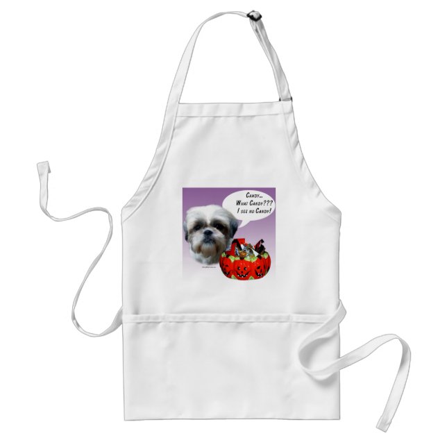 Tablier Shih Tzu (naturel) Halloween Candy (Devant)