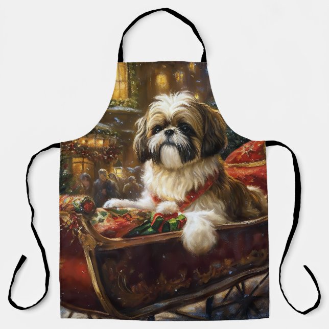 Tablier Shih Tzu Saison des Fêtes de Noël (Recto)