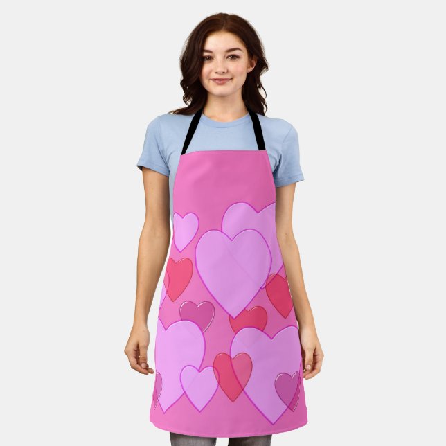 Tablier Shining heart Valentine background rose (Porté)