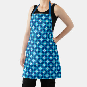 Tablier Shippo avec Motif Fleur, Apron Bleu Profond Indigo