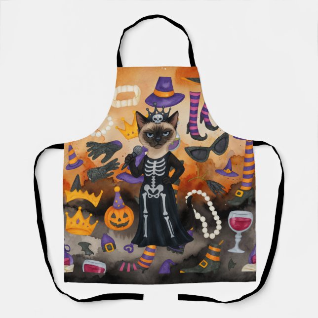 Tablier Siamese Chat Halloween (Recto)
