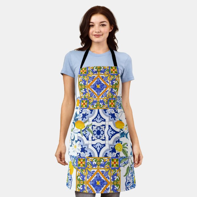 Tablier Sicilistyle, summer art all-over Print Apron (Porté)
