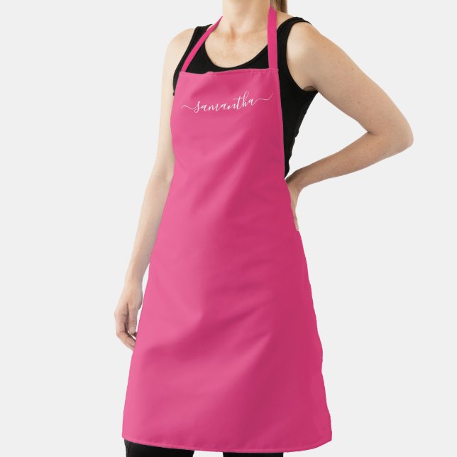 Tablier Signature rose et blanc féminin (Insitu)