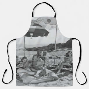 Tablier Silence est plage dorée, vintage, rétro, livre, pe
