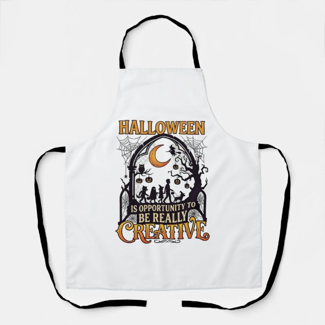 Tablier Silhouette Créatif Enfants Halloween Croissant De  (Recto)