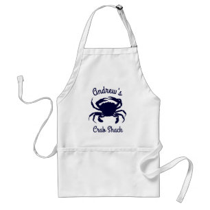 Tablier Silhouette de crabe bleu foncé personnalisée