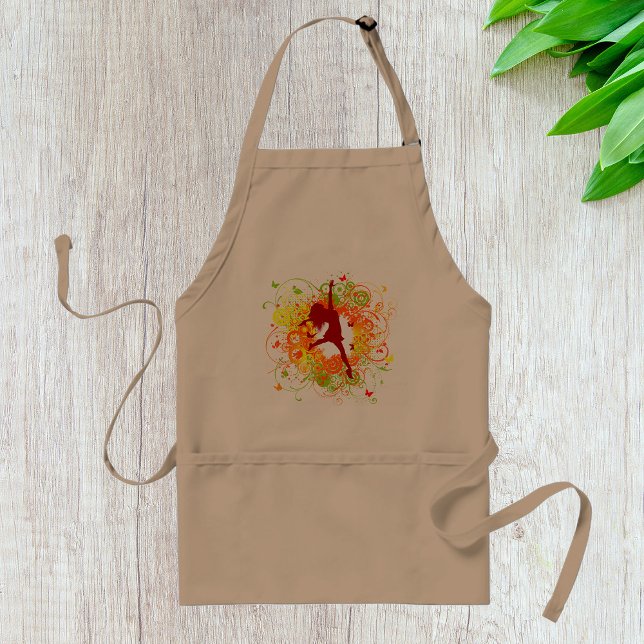 Tablier Silhouette de danseuse avec volutes florales (Créateur téléchargé)