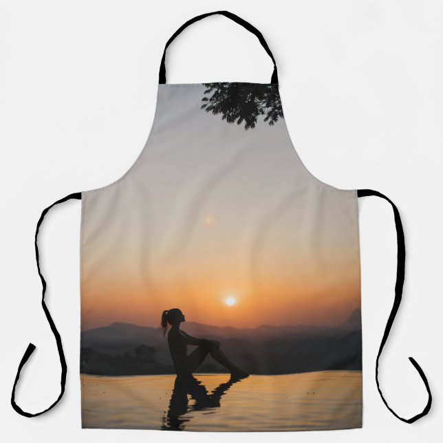 Tablier Silhouette de femme assise sur le bord de l'éterni (Recto)