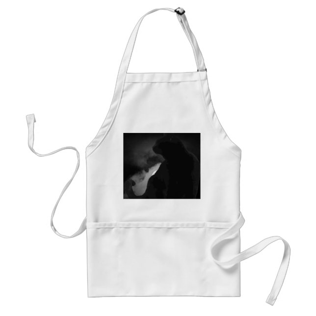 Tablier Silhouette de lune de chats noirs (Devant)