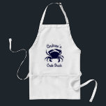 Tablier Silhouette personnalisée de crabe bleu foncé<br><div class="desc">Créez une silhouette personnalisée bleu foncé pour le cuisinier. L'image présente un crabe bleu foncé contre blanc. Si vous avez besoin de plus de place pour le texte,  vous pouvez réduire la taille du graphique.</div>