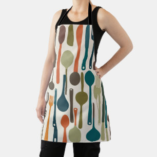 Tablier Silhouettes minimalistes de cuisine multicolore