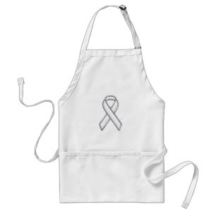 Tablier Silver Chrome Belted White Ribbon Awareness