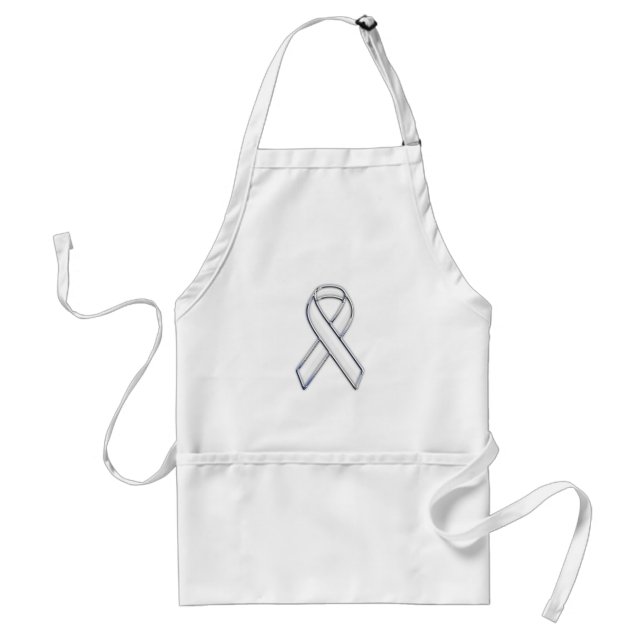 Tablier Silver Chrome Belted White Ribbon Awareness (Devant)