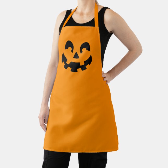 Tablier Simple Citrouille Noire Visage Sur Halloween Orang (Insitu)