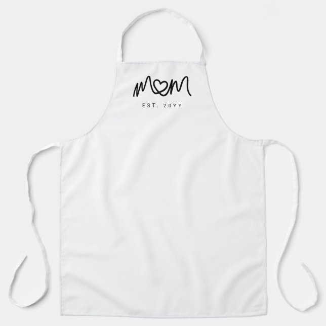 Tablier Simple cœur de script noir Maman établie (Recto)