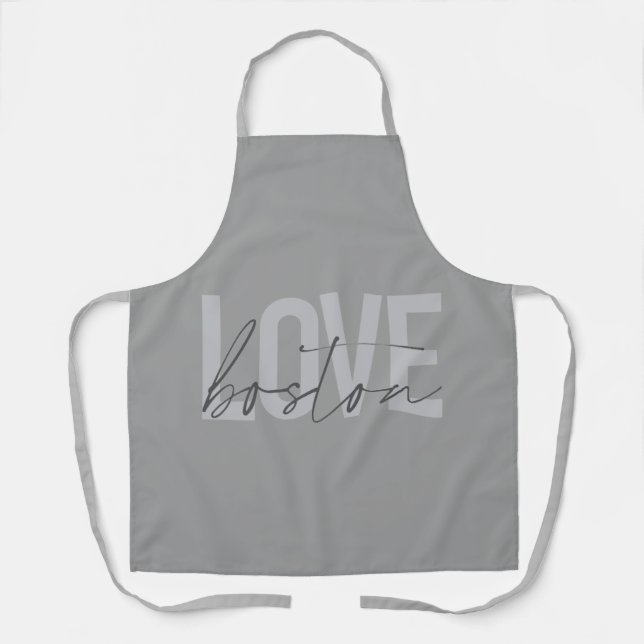 Tablier Simple, cool, moderne, design urbain Love Boston (Recto)