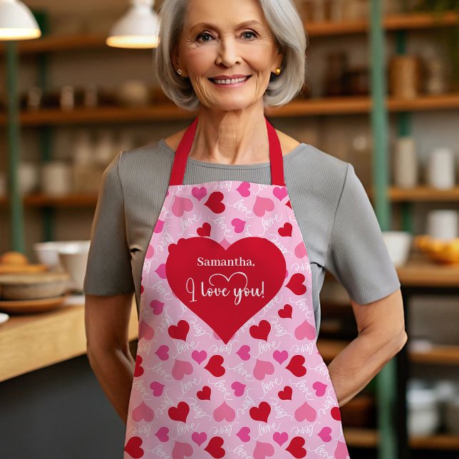 Tablier Simple Heart Pattern Personalized Love Gift Valent (Simple Heart Pattern Personalized Love Gift Valentine Apron)