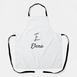 Tablier Simple lettrage monogramme noir minimal E ajouter