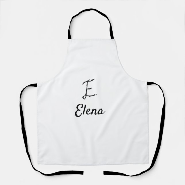 Tablier Simple lettrage monogramme noir minimal E ajouter  (Recto)