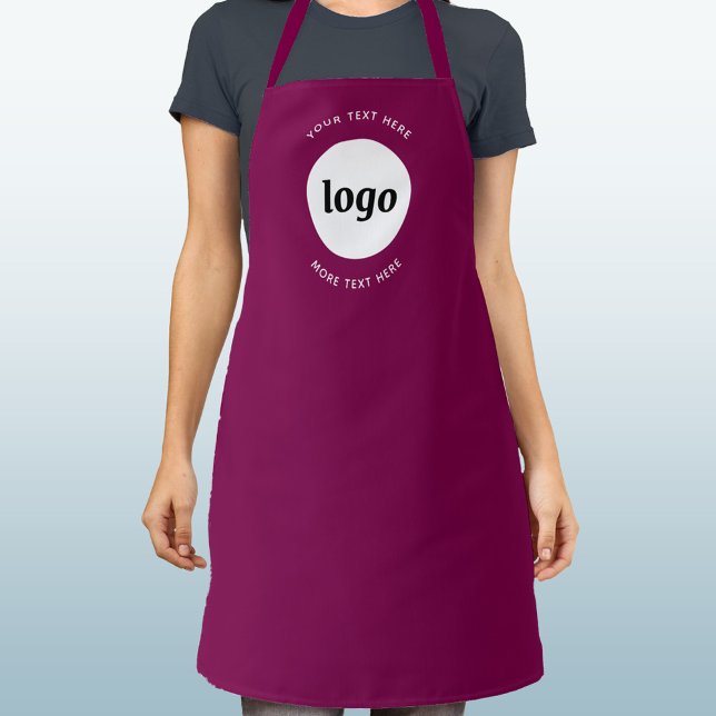 Tablier Simple Logo Texte Professionnel Promotion Magenta  (Simple logo with custom text business branding promotional apron)