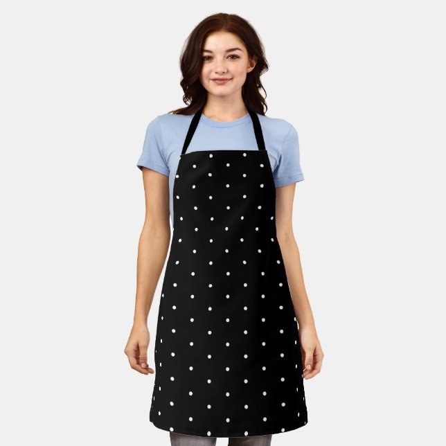 Tablier Simple mignon noir Polka Motif Baker (Porté)