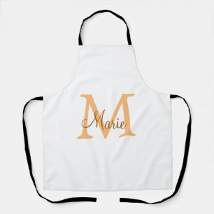 Tablier simple minimal add name monogram orange brown thr
