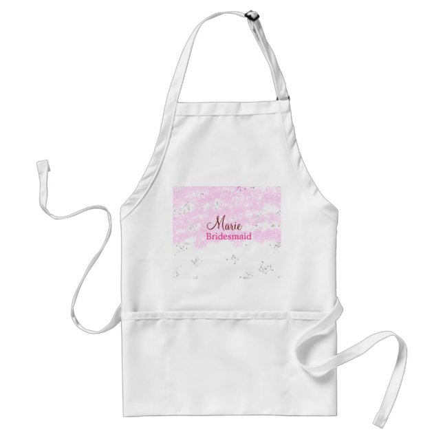 Tablier simple minimal add name monogram pink bridesmaid   (Devant)
