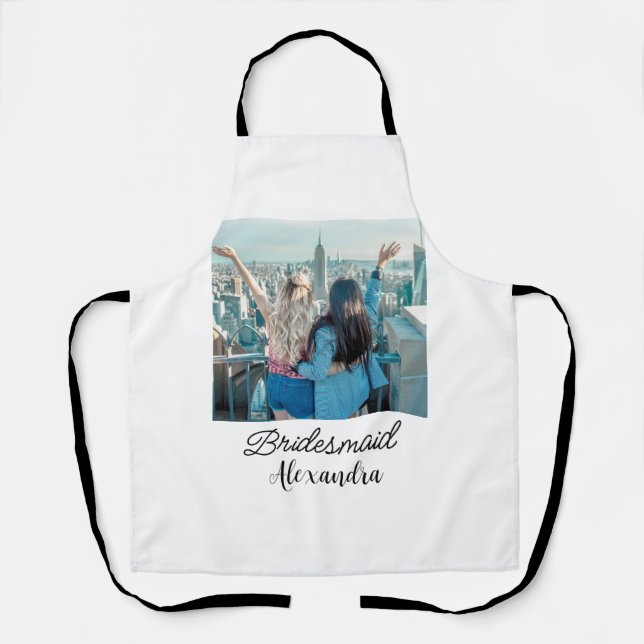 Tablier simple minimal add your name photo bridesmaid name (Recto)