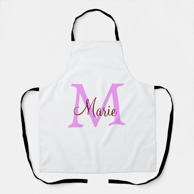 Tablier simple minimal ajouter nom monogramme rose rouge  (Recto)