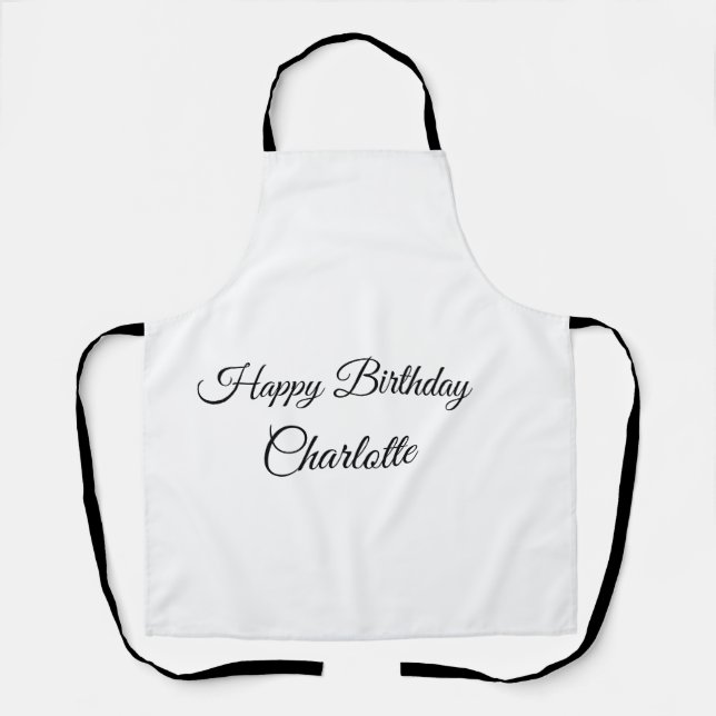Tablier SIMPLE MINIMAL.CUTIE AJOUTER NOM BÉBÉ joyeux anniv (Recto)