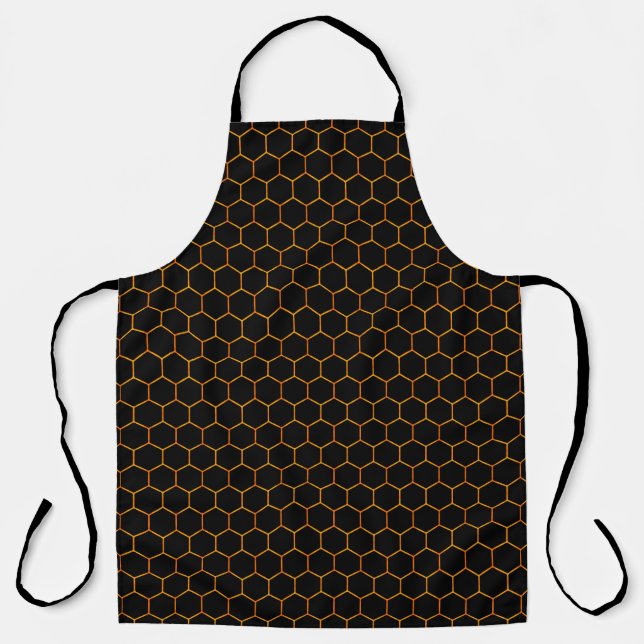Tablier Simple moderne Noir Jaune Honeycomb Motif foncé (Recto)