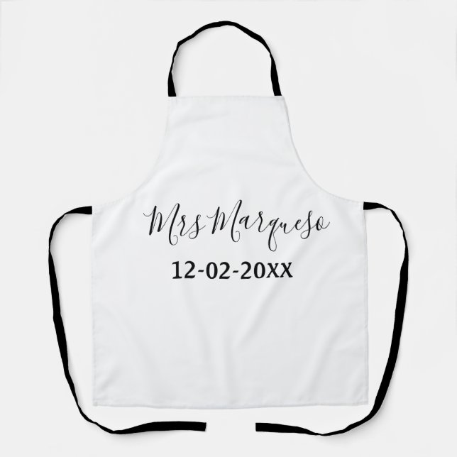 Tablier simple monogramme minimal Mme M. nom date année Th (Recto)