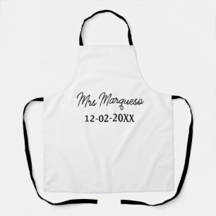 Tablier simple monogramme minimal Mme M. nom date année Th