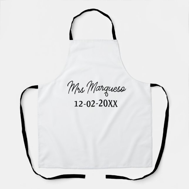 Tablier simple monogramme minimal Mme M. nom date année Th (Recto)