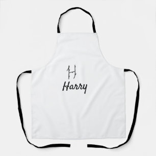Tablier Simple monogramme noir minimaliste lettre H ajoute